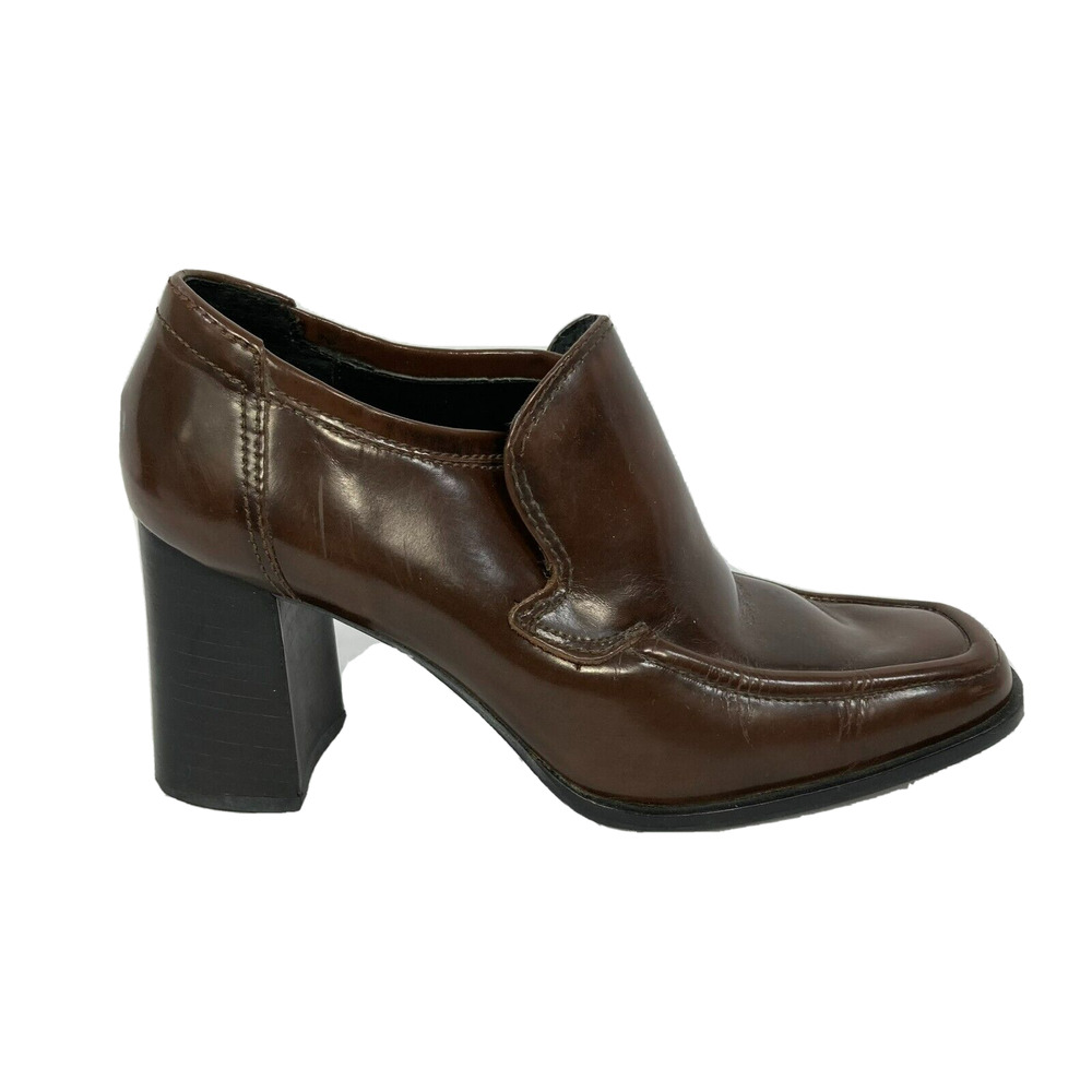 Soho Cobbler Loafers Womens Sz 6 Brown Leather Chunky Heel Loafers‎ Vintage